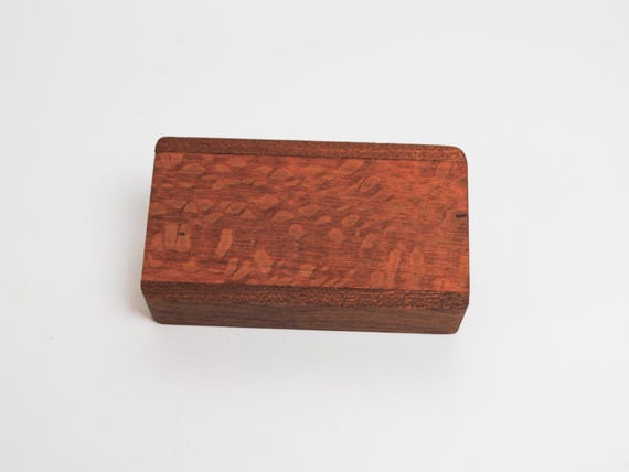 Slide Top Wood Box of Mahogany With Lacewood - Food Safe Finish