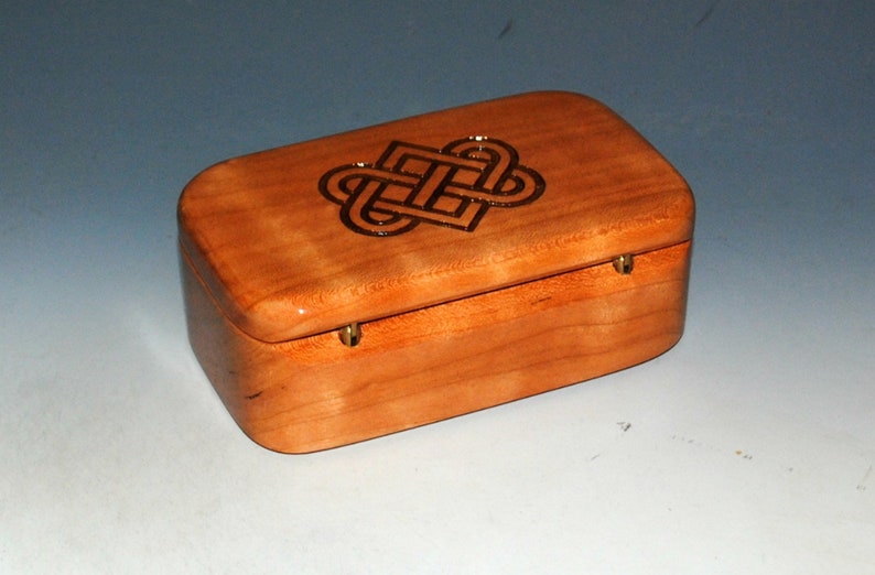 Celtic Love Knot Box of Cherry Handmade Wooden Trinket Box With Entwined Hearts by BurlWoodBox Irish Wedding Hearts image 8