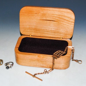 Wooden Trinket Box With Hinged Lid of Spalted Box Elder on Cherry USA Made Small Wood Jewelry Box image 4