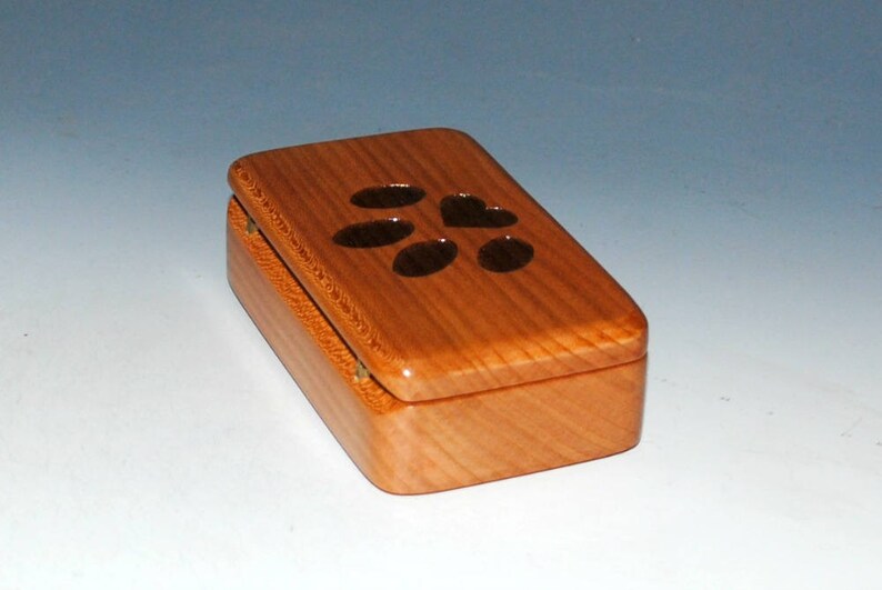 Small Wood Box With Engraved Paw Print With a Heart Box of Cherry by BurlWoodBox Little Wood Gift for Pet Parents image 6