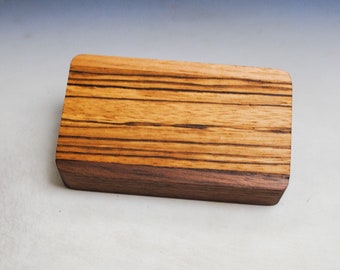 Slide Top Small Wood Box of Walnut With Zebrawood - USA Made by BurlWoodBox With a Food Safe Finish
