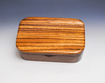 Wooden Trinket Box of Zebrawood & Walnut - Handmade in the USA by BurlWoodBox - Great Gift For Any Special Occasion