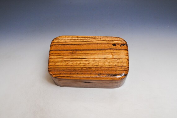 Wooden Trinket Box of Zebrawood & Mahogany - Handmade in the USA by BurlWoodBox - Great Gift For Any Special Occasion
