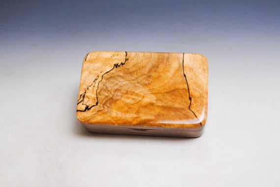 Very Small Wooden Box of Walnut With Spalted Maple by BurlWoodBox - Small Wood Gift Box - Handmade in the USA