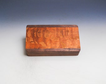 Slide Top Small Wood Box of Walnut With Lacewood - USA Made by BurlWoodBox With a Food Safe Finish