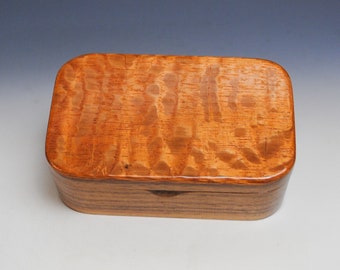 Wooden Trinket Box of Lacewood on Walnut - Small Wood Jewelry or Treasure Box Handmade by BurlWoodBox - Hinged Lid Box