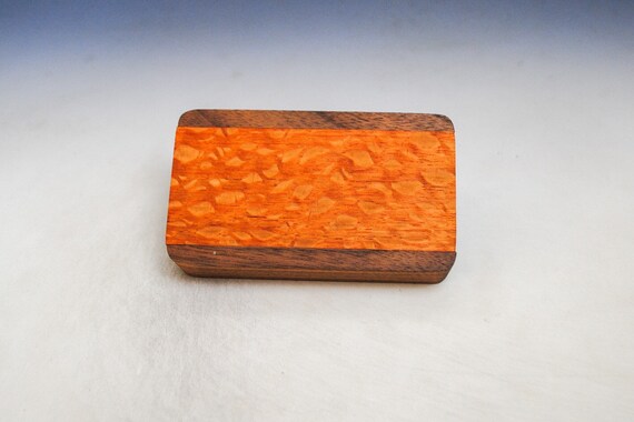 Slide Top Small Wood Box of Walnut With Lacewood - USA Made by BurlWoodBox With a Food Safe Finish