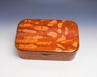 Wooden Trinket Box of Lacewood on Mahogany - Handmade Wood Gift For Jewelry or Other Treasures by BurlWoodBox