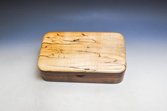 Wooden Box of Spalted Maple on Walnut Handmade in the USA by BurlWoodBox - Unique Wood Gift !