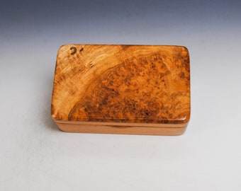 Very Small Wooden Box of Cherry With Maple Burl by BurlWoodBox - USA Made Box