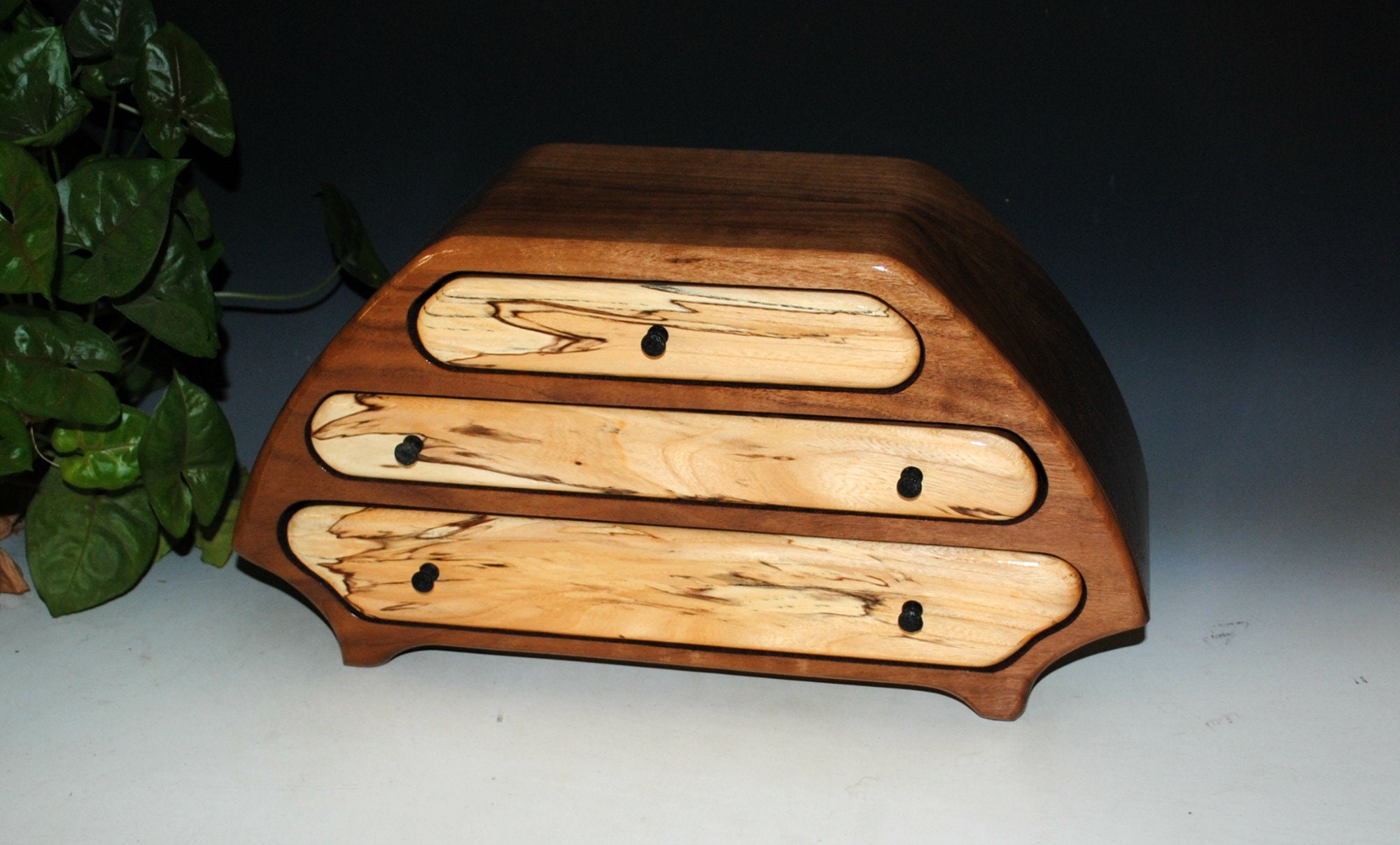 Handmade Wooden Jewelry Box Of Walnut And Spalted Maple In