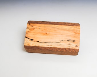 Mahogany Slide Top Wood Box with Spalted Maple - Food Safe Finish