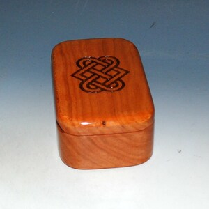 Celtic Love Knot Box of Cherry Handmade Wooden Trinket Box With Entwined Hearts by BurlWoodBox Irish Wedding Hearts image 7