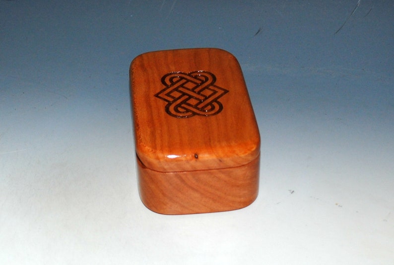 Celtic Love Knot Box of Cherry Handmade Wooden Trinket Box With Entwined Hearts by BurlWoodBox Irish Wedding Hearts image 7
