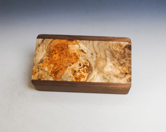 Slide Top Small Wood Box of Walnut With Spalted Maple - USA Made by BurlWoodBox With a Food Safe Finish