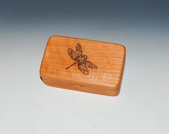 Small Wooden Box With Dragonfly Engraving on Cherry- Handmade Tiny Wood Box With Food Grade Finish - Small Gift or Present