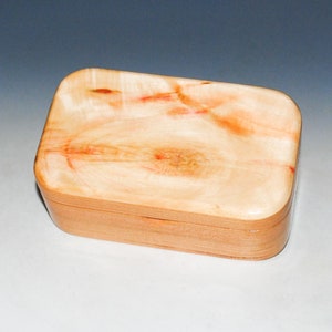Wooden Trinket Box With Hinged Lid of Spalted Box Elder on Cherry USA Made Small Wood Jewelry Box image 1