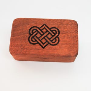 Engraved Celtic Wedding Hearts Mahogany Box - Handmade Keepsake