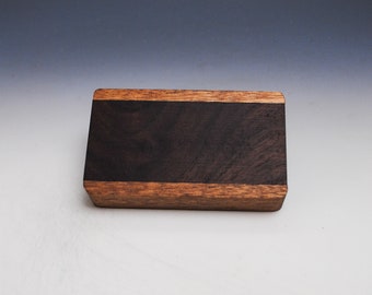 Slide Top Small Wood Box of Mahogany with Figured Walnut slide. - USA Made by BurlWoodBox With a Food Safe Finish