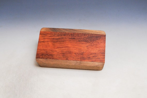 Slide Top Small Wood Box of Walnut With Bubinga - USA Made by BurlWoodBox With a Food Safe Finish