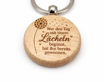 Schlüsselanhänger Holz personalisiert | Gravur mit Spruch Name Datum | Geschenk Geburtstag Muttertag Freundin | Schlüsselanhänger mit Gravur