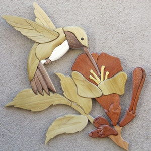 Hummingbird on a Flower 4694 intarsia