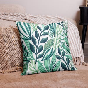 Botanical Leaf Pattern Throw Pillow