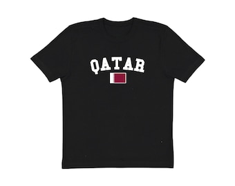 Qatar T Shirt, Adult Unisex Qatar Shirt, Black Qatar Graphic Tee, Soccer Jersey Style TShirt, Qatar Soccer, Gift For Him