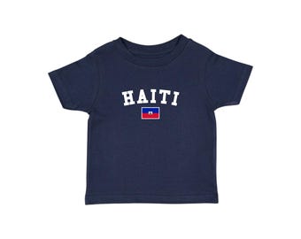 Haiti Baby T-Shirt, Haiti T Shirt, haitianisches T-Shirt mit Flagge, Blokette Fußball T Shirt, Y2K Baby Tee