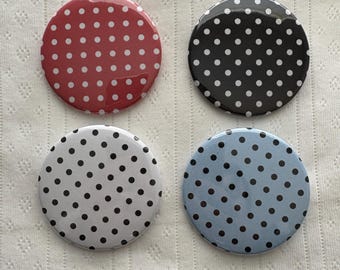 Polka Dot Pinback Buttons, Polkadot Pins, Badges, Accessories