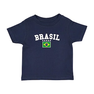 Camiseta de bebé de Brasil hecha a mano: camiseta de fútbol con la bandera brasileña