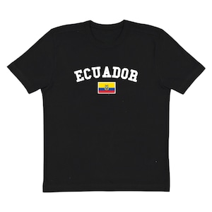 Ecuador Flag T-Shirt, Black Soccer Jersey Style Tee, Unisex Cotton