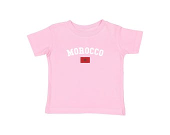 Camiseta de bebé de Marruecos, camiseta de Marruecos, camiseta marroquí con bandera, fútbol de Marruecos, camiseta de fútbol Blokette, camiseta de bebé Y2K, camiseta de bebé Coquette