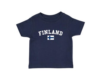 Finnland Baby T-Shirt, Finnland T Shirt, finnisches Fußball-T-Shirt mit Flagge, Blokette Fußball T Shirt, Y2K Baby T-Shirt