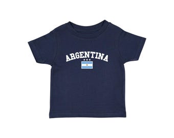 T-shirt bébé Argentine, T-shirt Argentine, T-shirt de football argentin avec drapeau, T-shirt de football Blokette, T-shirt bébé de l'an 2000
