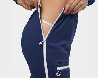 Anpassungsfähige Damen-Abreißhose mit seitlichen Reißverschlüssen | Post-chirurgische Erholung für Knie, Hüfte und Knöchel