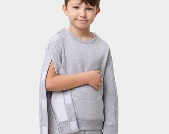 Kinder Anpassungs-Sweatshirt | Post-Operatives Oberteil für einfaches An- und Ausziehen