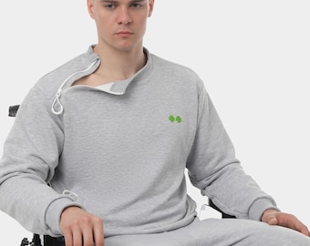 Rollstuhl-Adaptives Herren-Sweatshirt | Tear Away, einfaches Anziehen
