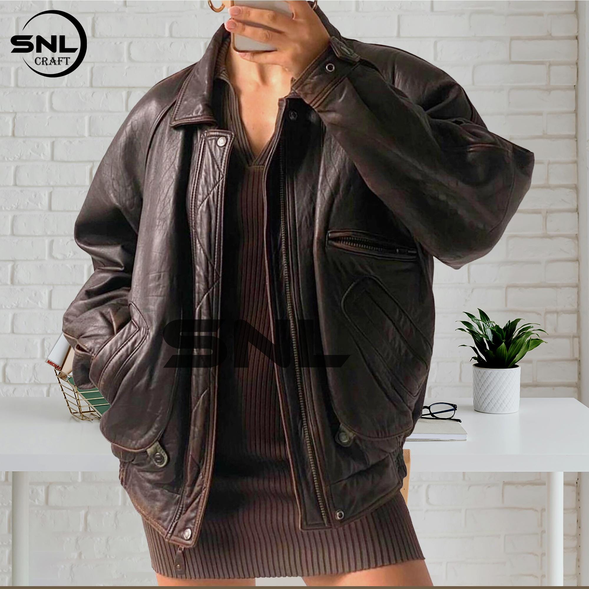 ジャケット・アウター 1980s SHEEP LEATHER BOMBER riri zip MA-1 Vintage French Bomber Flight Jacket RIRI Zippers Size Large