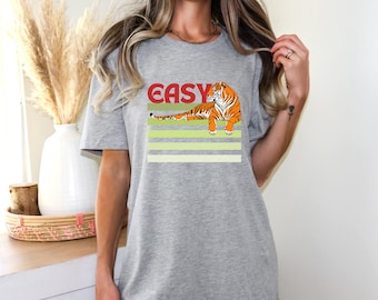 Easy Tiger Shirt, Graphic tee, graphic tee women trendy,Easy Tiger Shirt, Distressed Tiger Shirt, Vintage Tigers T-shirts, Retro Tiger Tee