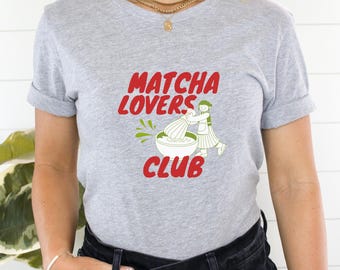 Matcha Lover Graphic Tee, Retro Matcha Club Shirt