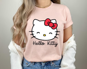 Custom Hello Kitty T-Shirt, Personalized Hello Kitty Shirt, Hello Kitty Face T-Shirt, Hello Kitty Birthday Gift, Hello Kitty Merch