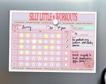 Adult Workout Reward Chart: 6-Week Workout Tracker with Star Stickers