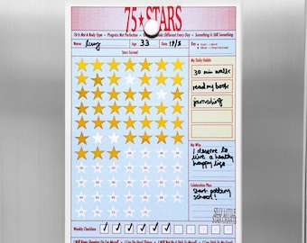 Tracker delle abitudini di 75 giorni, tabella delle stelle adesive, tabella delle piccole stelle sciocche, 75 stelle, pianificatore di fitness