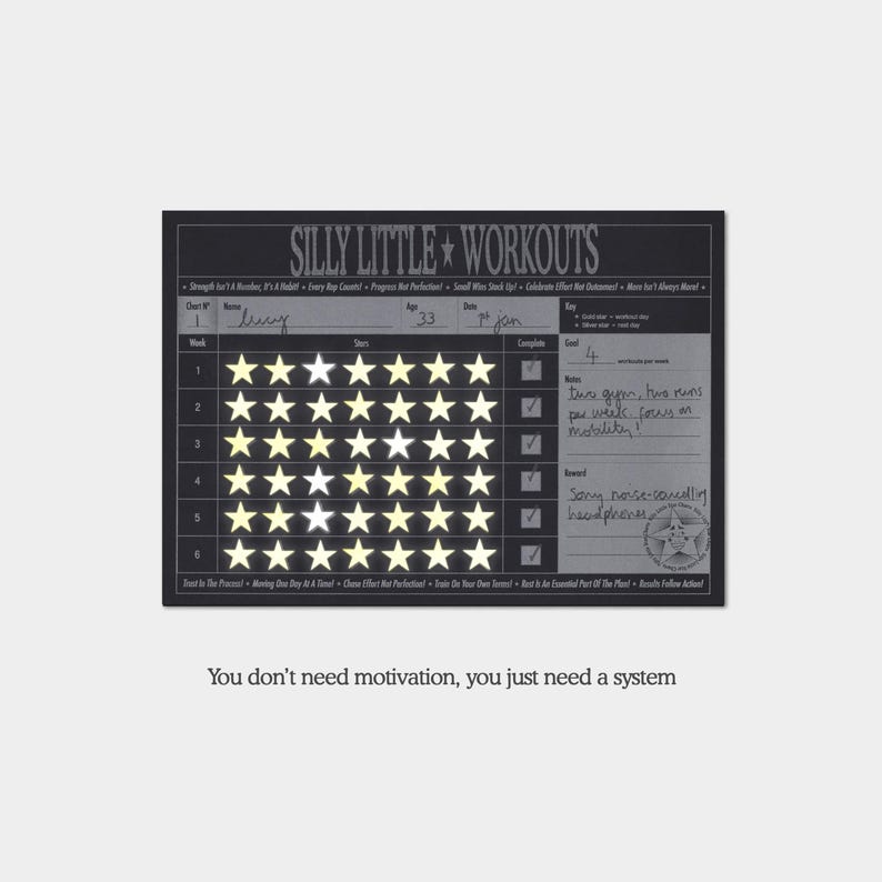Adult Workout Reward Chart: 6-Week Workout Tracker with Star Stickers image 9