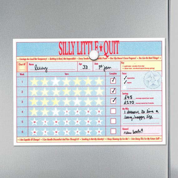 Quit Smoking Reward Chart: 6-Week Smoke-Free Habit Tracker with Star Stickers, Quit Vaping
