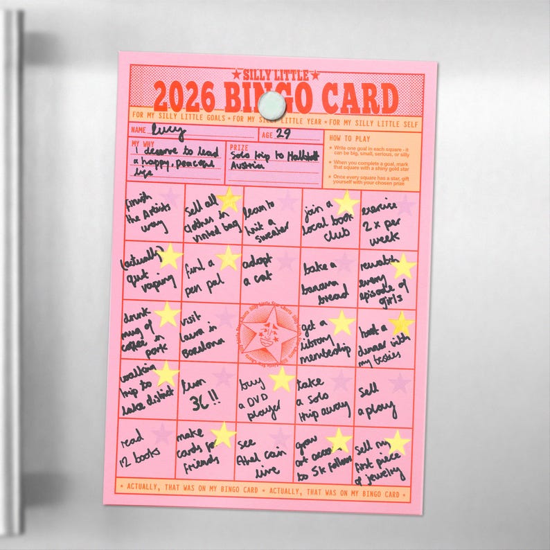 2026 Bingo Card: Sticker Reward Chart Set for Yearly Goal Setting With ...