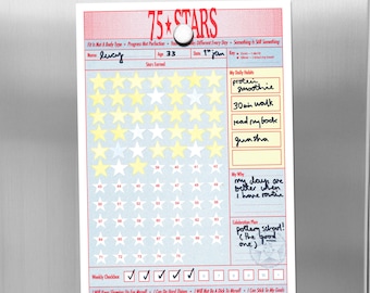 75 Day Habit Tracker Reward Chart: Daily Progress with Star Stickers & Magnet