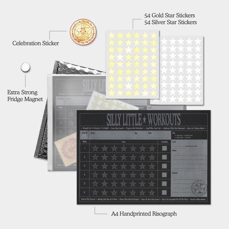Adult Workout Reward Chart: 6-Week Workout Tracker with Star Stickers image 7