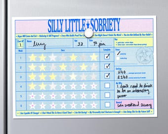 Adult Sobriety Reward Chart: 6-Week Alcohol-Free Sober-Curious Habit Tracker with Star Stickers